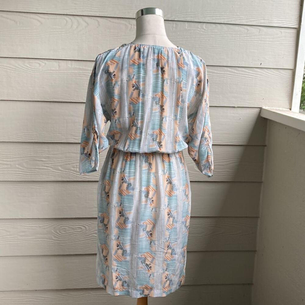 Tucker Silk Geometric Print V neck Dress - Picture 7 of 13